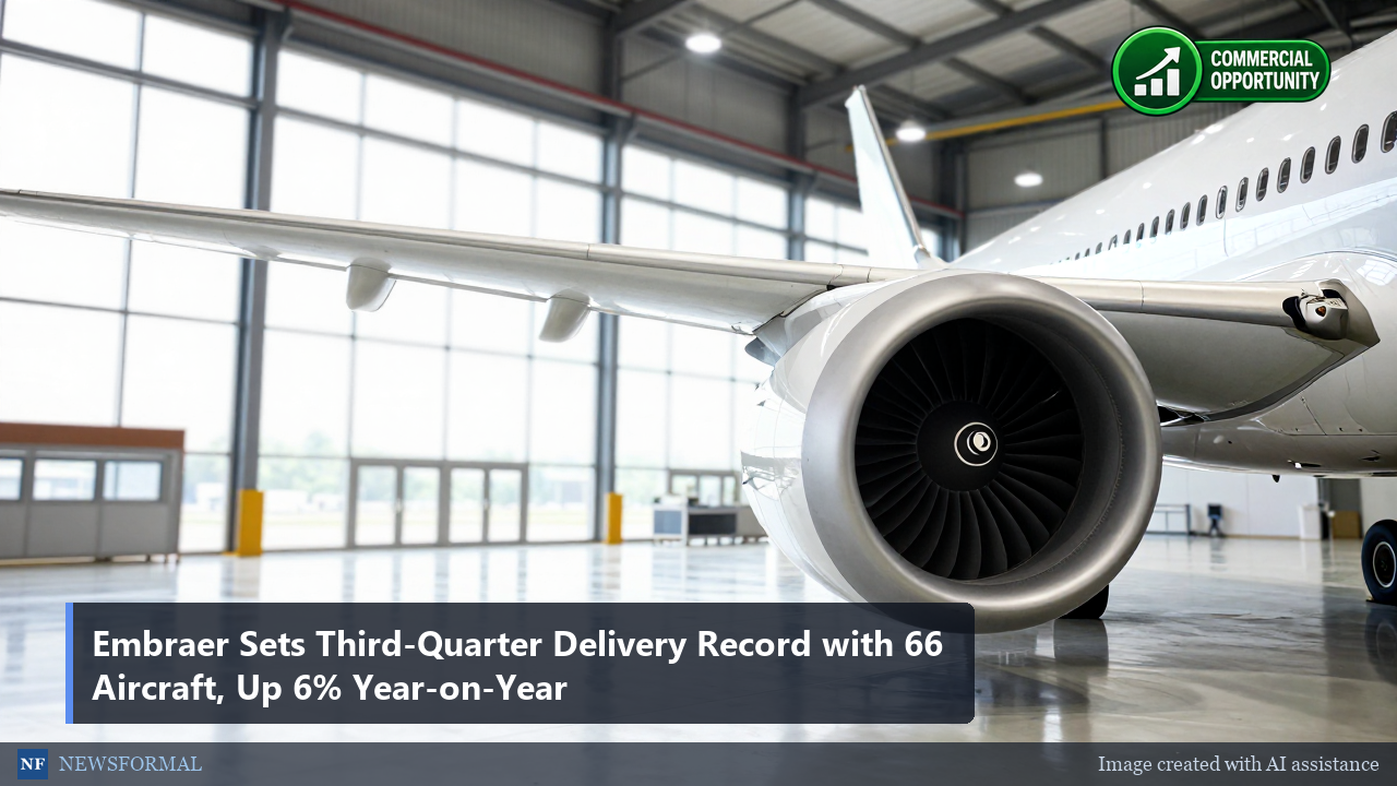 Embraer Sets Third-Quarter Delivery Record with 66 Aircraft, Up 6% Year-on-Year