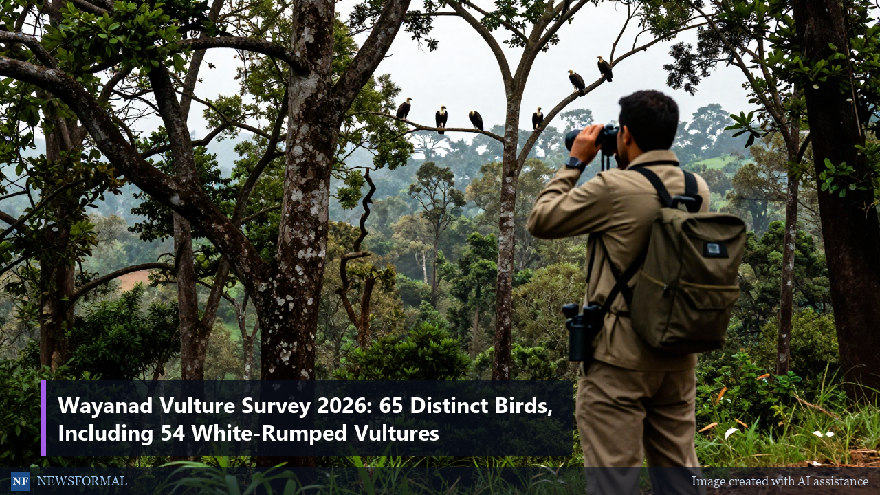 Wayanad Vulture Survey 2026: 65 Distinct Birds, Including 54 White-Rumped Vultures