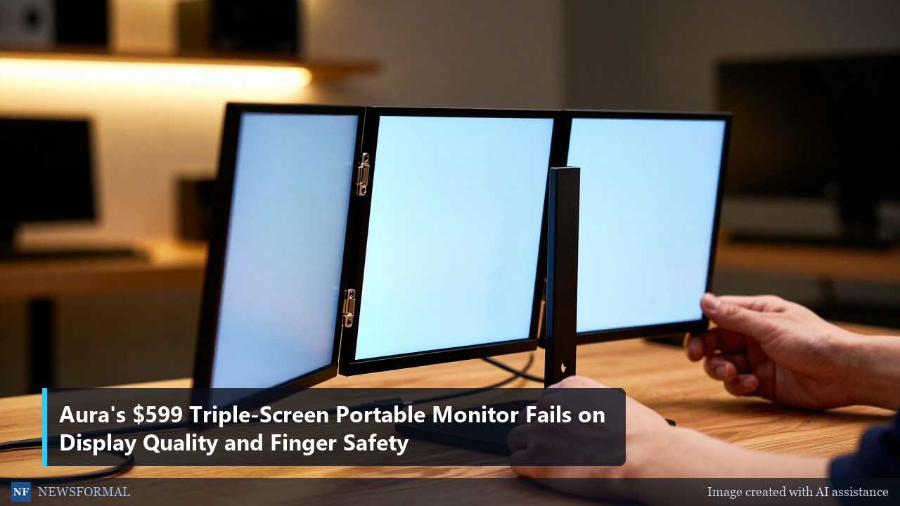 Aura's $599 Triple-Screen Portable Monitor Fails on Display Quality and Finger Safety