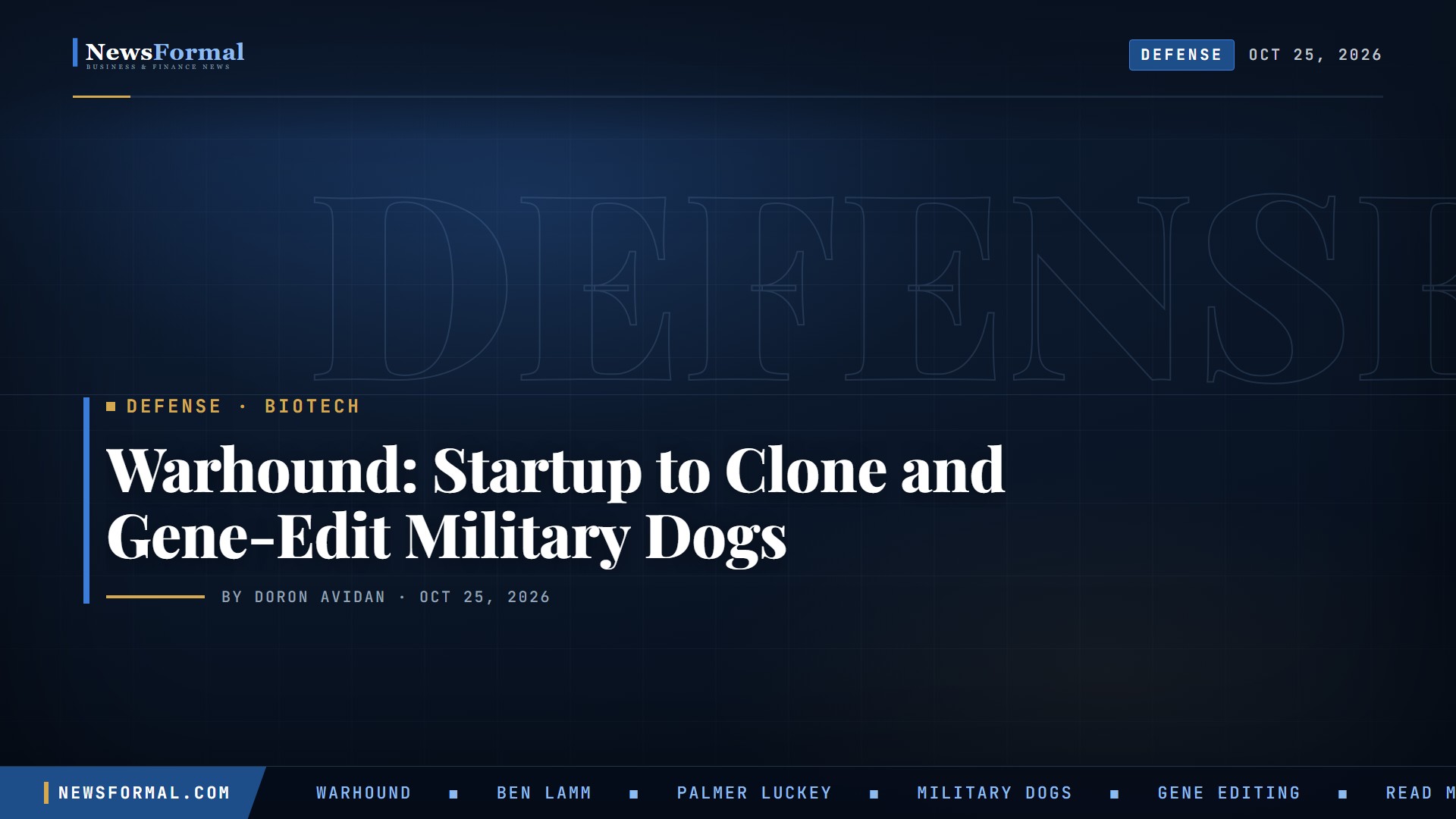 Warhound: Billionaire-Backed Startup to Clone and Gene-Edit Military Dogs