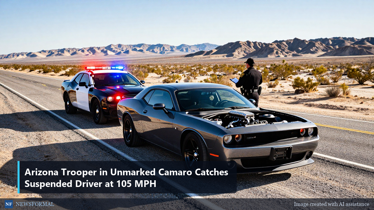 Arizona Trooper in Unmarked Camaro Catches Suspended Driver at 105 MPH